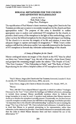 BIBLICAL METAPHORS FOR T H E CHURCH AND ADVENTIST