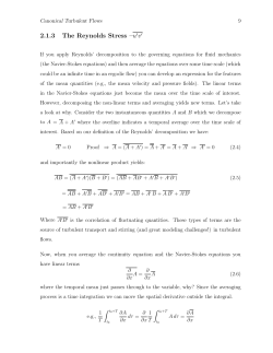 2.1.3 The Reynolds Stress –u v