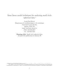 Some linear model techniques for analyzing small circle spherical data