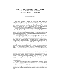 Political Dysfunction and the Election of Donald Trump: Problems of
