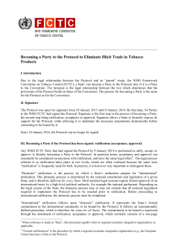 Becoming a Party to the Protocol to Eliminate Illicit Trade in Tobacco