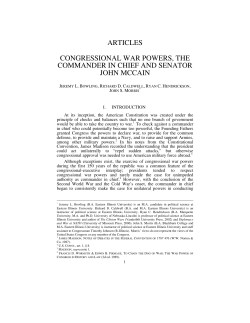 articles congressional war powers, the commander in chief and