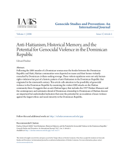 Anti-Haitianism, Historical Memory, and the Potential for Genocidal