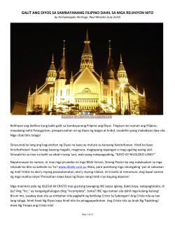 GALIT ANG DIYOS SA SAMBAYANANG FILIPINO DAHIL SA MGA