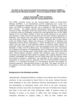 The Role of the Commonwealth Prime Ministers Meeting (CPMM) in