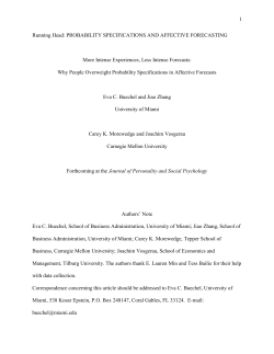 PROBABILITY SPECIFICATIONS AND AFFECTIVE FORECASTING