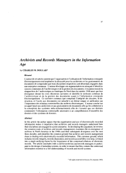 Archivists and Records Managers in the Information Age