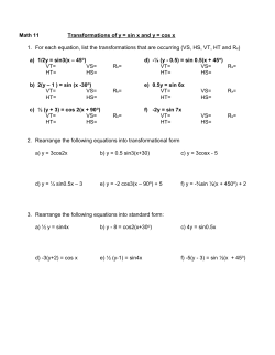 Math 11 Transformations of y = sin x and y = cos x 1. For each