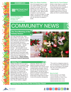 Piedmont December 2016 Newsletter