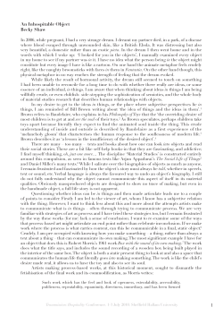 An Inhospitable Object Becky Shaw 1