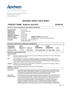 PRODUCT NAME: Sulphuric Acid 60% SU300-60