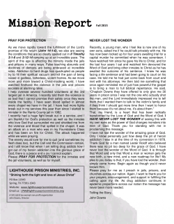 Fall Mission Report 2015 - LIGHTHOUSE PRISON MINISTRIES, INC.