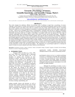 Towards a Psychology of Science, Scientific Knowledge, and