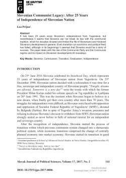 Slovenian Communist Legacy: After 25 Years of