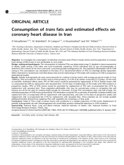 Consumption of trans fats and estimated effects on coronary