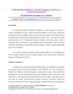 Is the Spread of English as a World Language a Positive or a