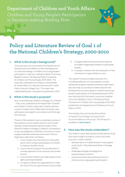 Policy and Literature Review of Goal 1 of the National Children`s