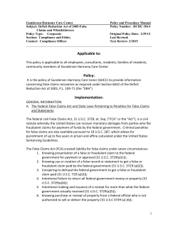 HCHC 3014 False Claims and Whistleblowers