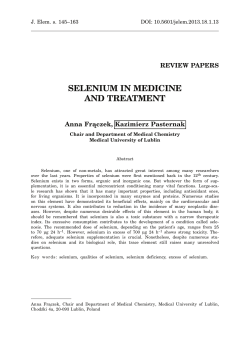 SELENIUM IN MEDICINE AND TREATMENT