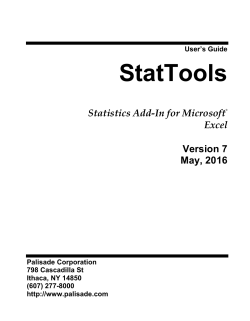 StatTools User`s Guide