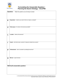 ECLIPSE Search Strategy Worksheet