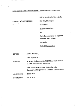 CA PHC 192/2003 Edirisinghe Arachchige Sripala Vs. Asst