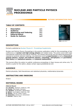 NUCLEAR AND PARTICLE PHYSICS PROCEEDINGS