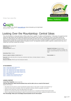 Looking Over the Mountaintop: Central Ideas