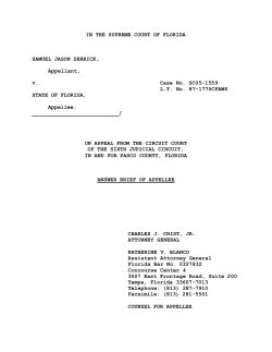 IN THE SUPREME COURT OF FLORIDA SAMUEL JASON