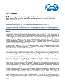 Understanding water soluble organics in upstream production systems