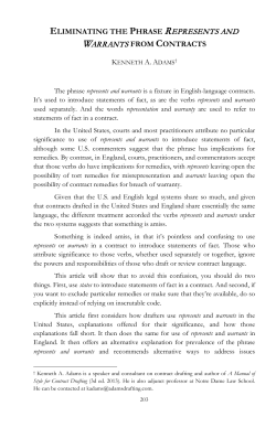 Eliminating the Phrase Represents and Warrants from Contracts