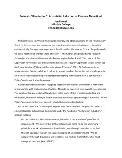 Polanyi`s &ldquo;Illumination&rdquo;: Aristotelian Induction or