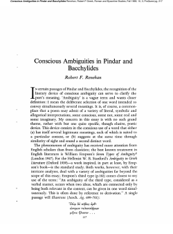 Conscious Ambiguities in Pindar and Bacchylides