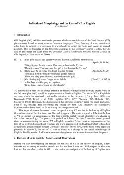 Inflectional Morphology and the Loss of V2 in English