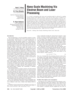 Nano-Scale Machining Via Electron Beam and Laser Processing