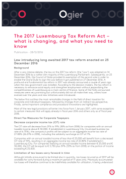The 2017 Luxembourg Tax Reform Act &ndash; what is changing