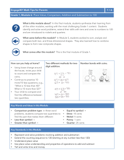 Grade 1, Module 6 Engage New York Math Tips for Parents