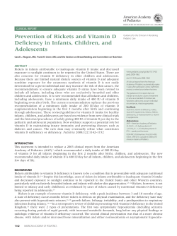 Prevention of Rickets and Vitamin D Deficiency in Infants, Children