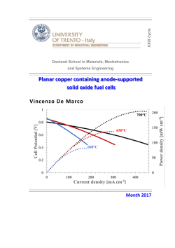 Planar copper containing anode-supported solid oxide fuel cells