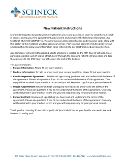 New Patient Instructions