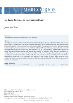 De Facto Regimes in International Law