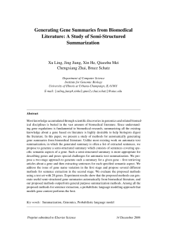 Generating Gene Summaries from Biomedical Literature: A Study of