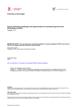 University of Groningen Export networking challenges and
