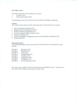 The ESRA criteria The ESRA criteria have been divided into two parts