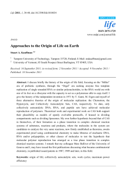 Approaches to the Origin of Life on Earth
