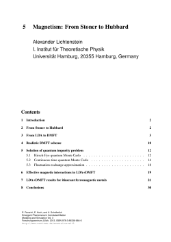 Magnetism: From Stoner to Hubbard - cond