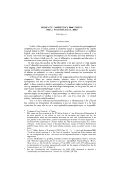 PRESUMING COMPETENCE TO CONSENT: COULD