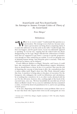 Avant-Garde and Neo-Avant-Garde