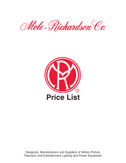 Price List - Mole-Richardson Company