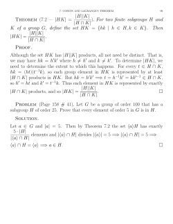 Theorem (7.2 &mdash; |HK| = |H||K| |H &cap; K| ).